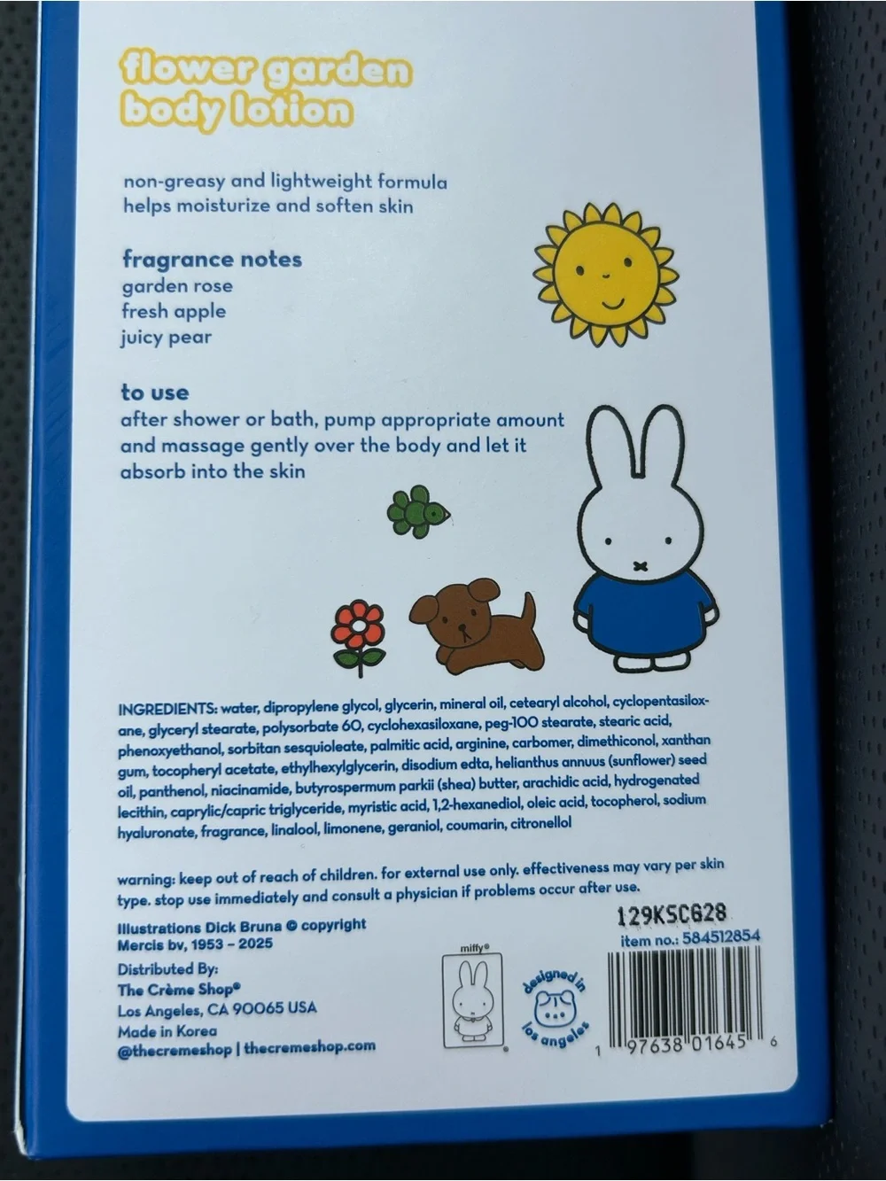 Crème x Miffy Moisturizing Body Lotion - flower garden